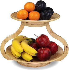 naturlik corbeille à fruits - Bols à fruits amovibles - Corbeille à fruits 2 étages - Design moderne - Corbeille en bambou - Corbeille à fruits bois - Panier rangement de fruits