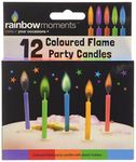 Boxer Gifts 12 Coloured Flame Party Candles - Multicoloured Flames – Birthday Candles For Cakes – 8 Minute Burning Time – Cake Decorations & Toppers