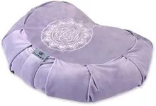 Florensi Meditation Cushion - Comfortable Floor Pillow - Traditional Crescent Meditation Pillow with Beautiful Velvet Cover - Large Floor Cushion Seating for Adults - Premium Yoga Buckwheat Bolster