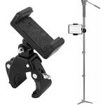 Mic Stand Phone Holder Clip Microphone Arm Mount Clamp 360° Rotation Bike Cellphone Holder for Live Streaming Shooting Videos Traveling