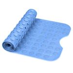 NSXEEN Premium PVC Silicone Shower Bath Mat Anti Slip Bathtub Bathroom Met with Suction Cup, Drain Hole & Anti Skid Non-Slippery Rubber Floormat for Toilet Kitchen (Sky Blue Extra Large-101X38 CM)