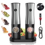 Electric Salt and Pepper Grinder Set,TOSTOG Salt Pepper Grinder Set Rechargeable,Stainless Steel Adjustable Coarseness Electric Salt and Pepper Shakers