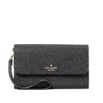 Kate Spade New York Glimmer Boxed Medium Flap Phone Wristlet Wallet Black, Black