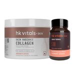 hk vitals Marine Collagen Supplement (Orange, 100g) & Biotin (60 Tablets) Combo Pack | For Healthy Skin and Strong Hair