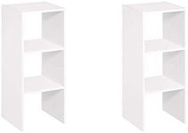 ClosetMaid 31 Inch 2 Cube White Decorative Home Stackable Standing Shelf Storage Organizer for Home, Office, and Garage, 2 Pack