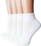 Women's Athletic Low Cut Ankle Quarter Cushion Socks 4 Pack for Hiking Cycling Running Tennis Golf and Workout (White1, Shoe sizes 6-9)