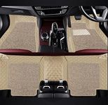 AutoClow Premium Vinyl 7D Car Mat Full Set For Maruti Suzuki Ciaz || Luxury Double-Stich 7D Car Floor Mat Complete Set || 100% Waterproof And Washable || Color : Black-Beige (Design-1)