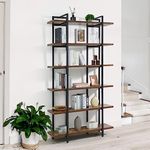 CAPHAUS 6-Tier Book Shelf, 86" H Vintage Industrial Bookcase with Open Display Shelving, Wooden and Metal Shelving Unit, Bookshelves and Bookcases, Stand Shelf for Bedroom, Home Office, Rustic Oak