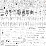 61 Sheets Groovy Inspirational Words Letter Quotes Temporary Tattoos For Women Adult, Realistic Abstract Lavender Wild Flower Floral Bouquet Fake Tattoo Sticker, Mountain Snake Space Star Tatoos Set