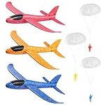 jojofuny 3 Pack Airplane Toys, Glider Airplanes with Paratroopers, Throwing Foam Plane Outdoor Flying Aircraft Sport Toys Gift