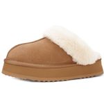 Yonnzn Platform Slippers for Women Indoor Outdoor Suede Leather Fuzzy Slippers House Shoes