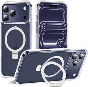 SKYLMW Compatible with iPhone 17 Pro Case with Invisible Magnetic O-Ring Stand Military-Grade Transparent Phone Case for iPhone 17 Pro 6.3" [Compatible with Mag-Safe][Great Grip Feeling],Clear