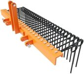 72 Inch Pine Straw Needle Rake for Tractors, 8mm 30pcs Spring Steel Tines, Durable Powder Coated Landscape Rake Fits Cat1 3 Point Hitch, Orange Black Color