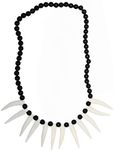 Skeleteen Caveman Bone Costume Necklace - African Jungle Tribal Necklace with Fake Teeth and Bones Accessories for Costumes for Adults and Kids