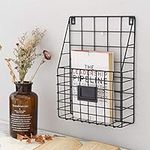 Holdfiturn Wall-Mounted Magazine Rack 30 * 25 * 10CM Metal Magazine Newspaper Holder Rack File Simple Newspaper Basket,Magazine Rack for Door(Black)