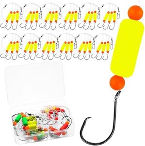 Vipfish Pompano Rig for Surf Fishing - 12 Pack Pompano Rigs Saltwater for Pompano Bait, Whiting Rigs - Pompano Floats,2/0 Fishing Hooks,Mono line and Crane Swivel Snaps