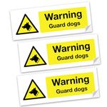 SAFESIGN (3 Pack) Warning Guard Dogs Vinyl Sign Stickers 200 X 75mm - Security Waterproof Vinyl Conforms to EN ISO 7010:2012