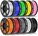 JAYO PLA+ Filament 1.75mm,3D Printer Filament PLA Plus Dimensional Accuracy +/- 0.02 mm, 1.1 Kg Per Spool, Black+White+Gray+Blue+Red+Green+Orange+Yellow+Pink+Transparent of 10