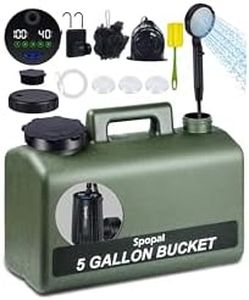 Portable Camping Shower, [10000mAh Last for 180 min] [Smart LED Display] Spopal Rechargeable Shower Water Pump with 20L Water Jug, 5 Adjustable Modes, for Indoor, Hiking, Beach, Garden, Pet Cleaning