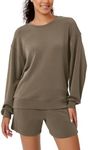 ODODOS Modal Soft Oversized Sweatshirts for Women Crew Neck Long Sleeve Relaxed Pullover Tops, Espresso, Large