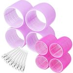Kriviya 8 Pcs Self Grip Hair Rollers (4 Jumbo and 4 Large) Hair Curlers with 8 Pcs Hair Clips for Long, Medium, Short Thick, Fine Thin Hair Volume Hair Roller Curler Set for Women