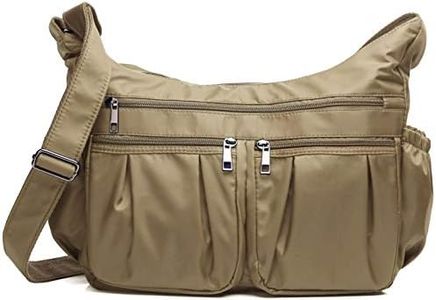 VOLGANIK ROCK Crossbody Purses for Women Shoulder Handbags Lightweight Waterproof Nylon Travel Bag Ladies Pocketbooks(Khaki-Large)