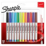 Sharpie Permanent Markers | Ultra Fine Point for Precise Marks | Assorted Colours | 12 Marker Pens