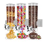 FokCalgary Cereal Dispenser Wall Mounted, Wall-Mounted Cereal Dispenser with 3 Cup, Candy Dispensers Three Chamber Grain Dispenser, Dry Food Dispenser Food Storage Airtight Clear Container Kitchen