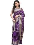 Sugathari Women's Banarasi Saree Pure Kanjivaram Silk Saree Soft new ladies 2023 Design Wear Pattu Sarees Latest Party Sari collections With Blouse Piece for Wedding sadi (SAN PARI-182 PURPLE)