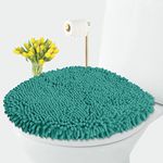 LuxUrux Toilet Lid Cover, Extra-Soft Plush Seat Cloud Washable Shaggy Microfiber Standard Toilet Lid Covers for Bathroom Machine Wash & Dry. (Round Lid Cover, Turquoise)