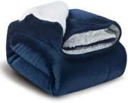 Blanket Throw Blanket Spring Season Blanket - Queen Size Navy 480GSM | Sherpa Fleece Blanket Home Decor | Blankets for Winter Blanket for Bed and Couch (152x203 cm)