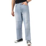 Urbano Fashion Men's Ice Grey Loose Baggy Fit Cut and Sew Panelled Jeans Non-Stretchable (jeanlosblcns-icegrey-36)