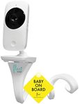 Flexi Loop Baby Monitor Holder Flexible Camera Stand for Motorola BT Arlo Hello Baby Angelcare Tommee Tippee with Screw Thread With Baby On Board Car Sign (White & Baby On Board)