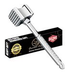 Stainless Steel Meat Tenderizer Tool, Premium Meat Mallet with Non-Slip Grip, Dual-Sided Kitchen Mallet Ideal for Tenderizing Steak, Poultry & Chicken Cutlet, Dishwasher Safe with Long-Term Warranty