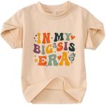 KEKEMI Toddler Girl Big Sis Era Graphic Shirt Baby Girl Big Sister T-Shirt Short Sleeve Big Sis Tee Tops Cute Summer Outfit (Beige, 18-24 Months)