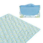 HOKIPO Foldable Waterproof and Sandproof Picnic Mat Blanket for Beach, Garden, Camping, 5x5 feet, Floral Blue (AR3918)