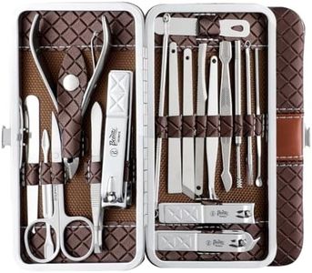 Beauté Secrets Essentials 18 Pieces Manicure Kit, Pedicure Tools for Feet, Nail Clipper, Ear Pick Tweezers, Manicure Pedicure Set for Women and Men Brown