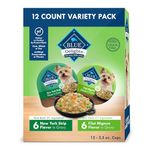 Blue Buffalo Delights Natural Adult Small Breed Wet Dog Food Cups Variety Pack, in Hearty Gravy, Filet Mignon & New York Strip 3.5-oz Cups (12 count - 6 of each Flavor)