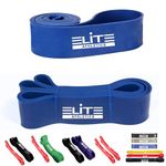 Elite Athletics Pull Up Assist Bands - Blue Pull Up Resistance Bands - Exercise Bands, Long Workout Loop Bands for Body Stretching, Powerlifting, Fitness Training (65lbs-175lbs)