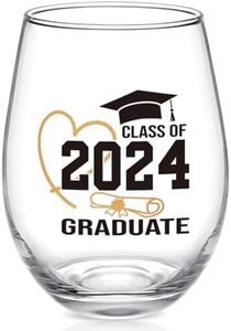 Futtumy Graduation Gifts, Class of 2024 Graduate 17 oz Stemless Wine Glass, Graduation Gifts for Her, 2024 Graduation Gifts, Graduation Gifts for Women, College High School Masters Graduation Gifts