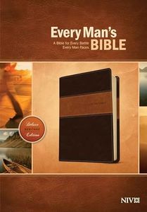 Every Man's Bible NIV, Deluxe Heritage Edition, TuTone (LeatherLike, Brown/Tan) – Study Bible for Men with Study Notes, Book Introductions, and 44 Charts