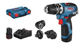 Bosch Professional 12V System GSR 12V-35 FC cordless drill/driver (incl. 4 FlexiClick adapters, 2x 3.0 Ah battery, GAL 12V-40 quick charger, in L-BOXX 102) – FlexiClick system