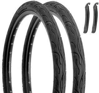 Hycline 2-Pack Cruiser Bike Tires: 26x2.125 inch Folding Replacement Puncture-Resistant Bicycle Tires, High-Performance 26 inch Bike Tires with Tire levers for Beach or Urban City Commuter Bike