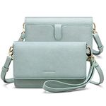 nuoku Women Small Crossbody Bag Cellphone Purse Wallet with RFID Card Slots 2 Strap Wristlet(Max 6.5'') (M Size Green)