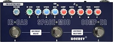 HOEREV Multi Effects Guitar Pedal Delay Reverb Phase Chorus Distortion Overdrive Multi Effects Pedal for Bass Guitar Built-in Battery