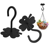 Hanging Basket Brackets for Garden Plants, Wall Mount Plant Hangers Indoor Outdoor Decor for Cottage, Bird Feeder, Light, Wind Chime. Heavy Duty Window Plant Hanger with 2 Four-leaf-Clover Iron