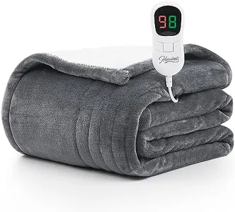 Homemate Heated Blanket Electric Throw - 50"x60" Heating Blanket Throw 1/2/4/6/8 Hours Auto-off 10 Heat Level Heat Blanket Over-heat Protection Flannel Sherpa Heater Blanket Electric ETL Certification