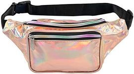 Fotociti Holographic Fanny Pack Women Men - Laser Metallic Waist Bag Rave, Festival, Travel, Running (Gravel Green)