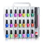 Beloving Nail Polish Organizer, 48 Bottles Transparent Nail Polish Holder with Adjustable Divider, Gel Nail Polish Storage Double Side Nail Polish Organizer Case for Storage Display