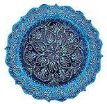 Ayennur Turkish Decorative Plate 9.85"(25cm) Handmade Ceramic Ornament for Home&Office Wall Hanging Decor (Navy Blue)